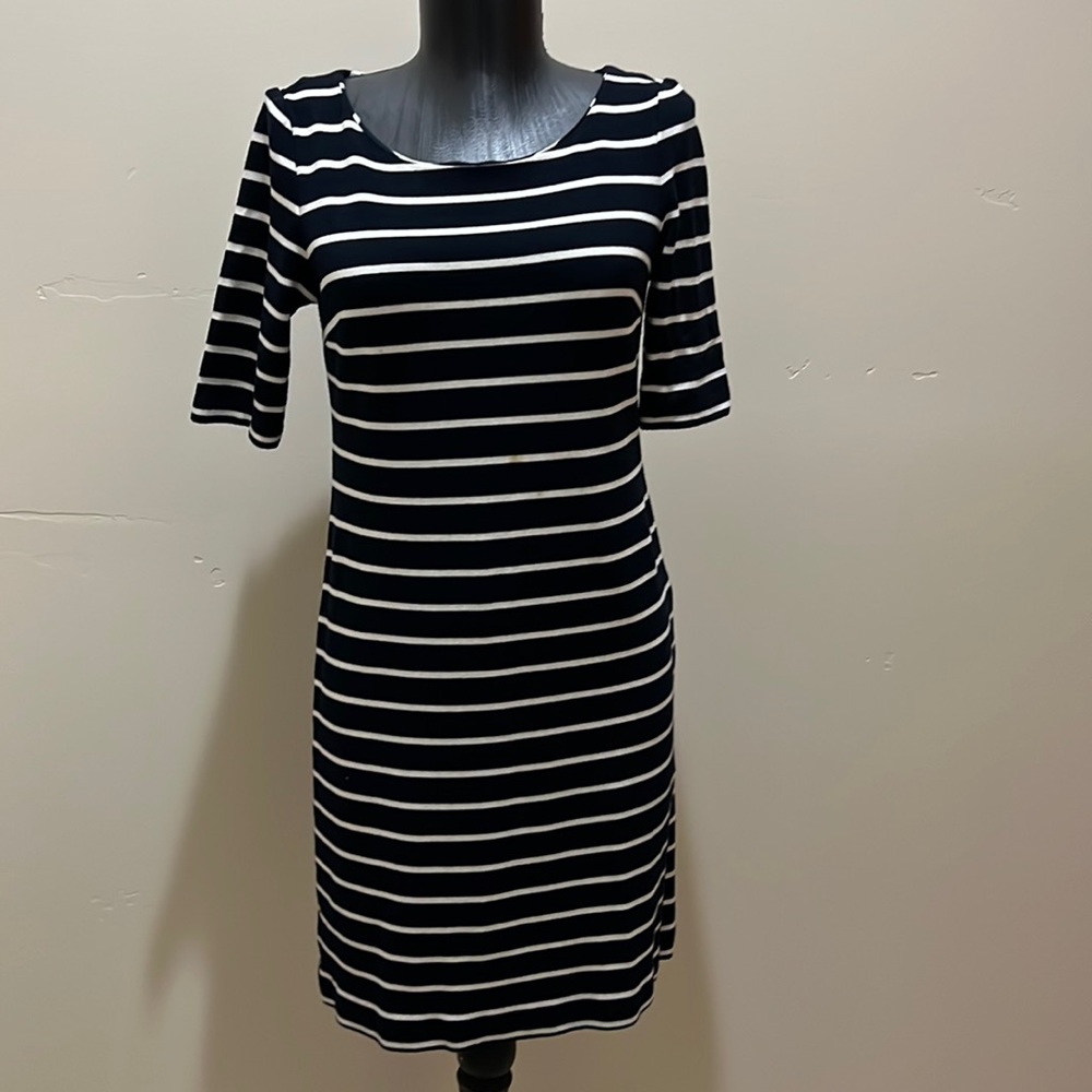 Banana Republic navy and white stripe shirt dress size 2